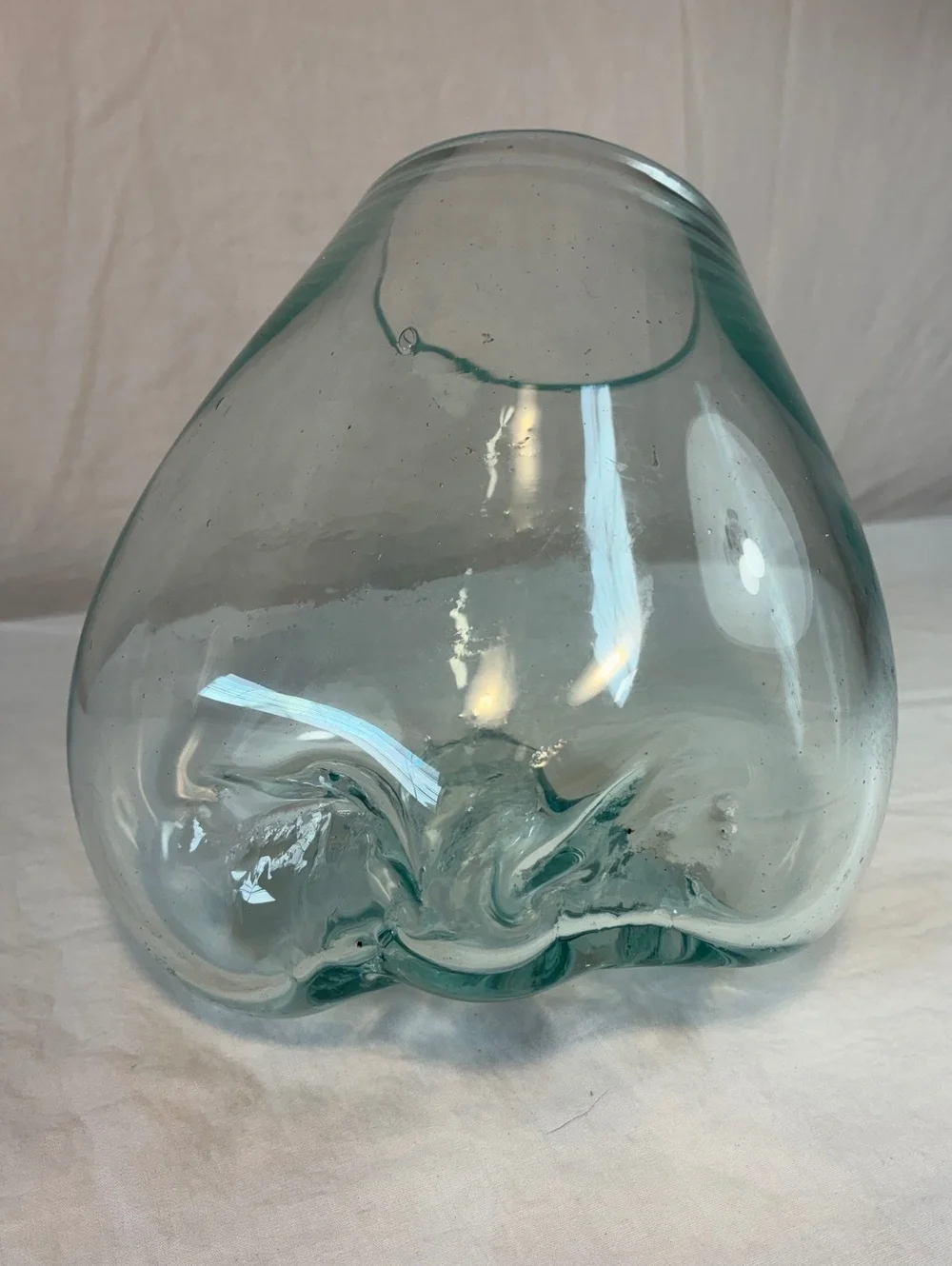 Hand-Blown Tilted Glass Vase